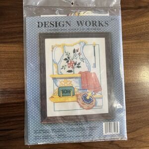 Design‎ Works Cross Stitch Kit 8872 Powder Room Bathroom Picture NEW